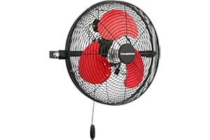 FANQIEBROS 12 IN High Velocity Wall Mount Fan, 3 Speed Industrial Wall Fan with Sealed Motor, 2500 CFM Adjustable Air Circulator for Garage, Commercial, Greenhouse, Warehouse & Gazebo Use, UL Listed