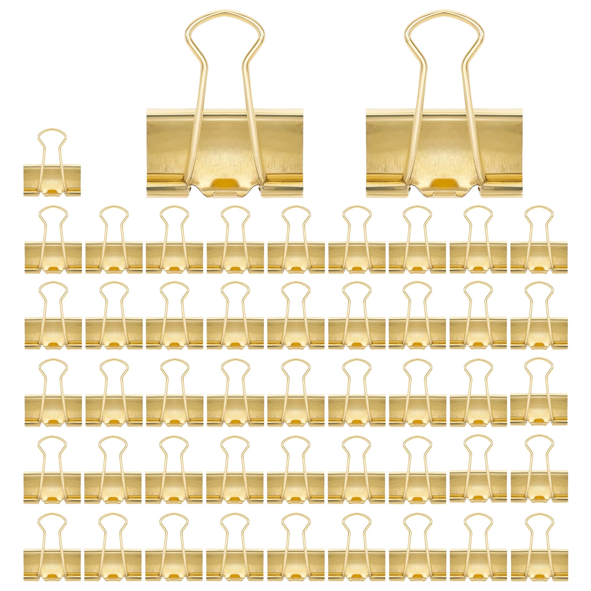 48 PCS Metal Binder Clips, Foldback Clips, Multifunction Gold Paper Binder Clips for Closing Plastic Bags, Office Organize, Securing Documents