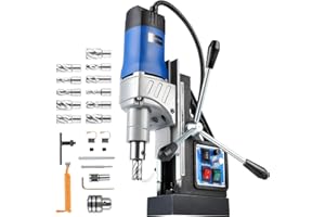 ZELCAN Mag Drill Press with 11 Pcs Bits, 1550W Portable Magnetic Drill Press with 2" Boring Diameter, 0-580 rpm Stepless Speed & Reversible Direction, 2922 lbf Power Magnetic for Metal Surface