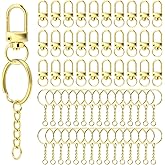 30Pcs Swivel Snap Hook Set,Lobster Claw Clasps Swivel Lanyards Trigger Snap Hooks Strap Lobster Clasp Split Key Rings with Chain and Jump Rings for Jewelry Purse Bag Keychain DIY Crafts Supplies(Gold)
