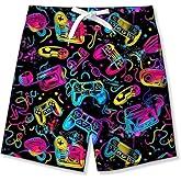 Uideazone Boys Teens Swim Trunks Quick Dry Waterproof Surfing Board Shorts Drawstring Elastic Waist with Mesh Lining 5-14T