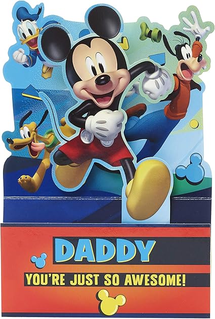 Amazon Daddy バースデーカード パパ用ディズニーバースデーカード ミッキーマウスバースデーカード お父さんへのギフトカード 子供から贈るのに最適 グリーティングカード 文房具 オフィス用品