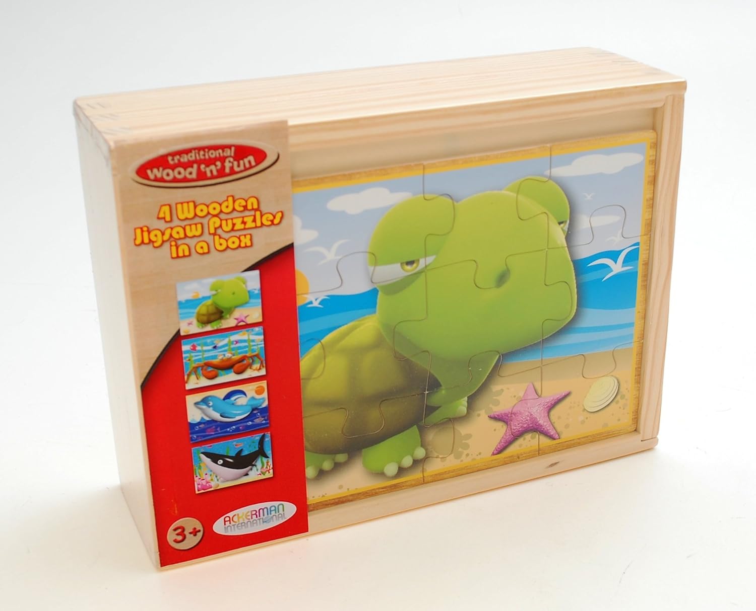 4 wooden jigsaw puzzles in a box BigaMart