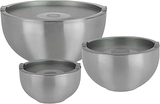 GSW 824019 THERMOSCHÜSSEL-Set mit Kunststoffdeckel 6-teilig, Edelstahl, silber, 26 cm, 6-Einheiten