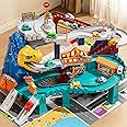 NIPLOOOW Dinosaur Race Track Playset for Boys Kids 3-5, Dinosaur Climbing Hills Car Track Play Set with 10 Mini Racer Cars, Kids Car Ramp Track Toys for 3 4 5 6 7 8 Year Old Boys Girls