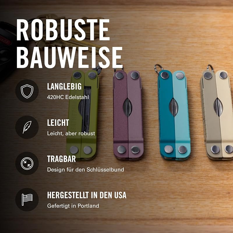 Micra - Edelstahl-Schlüsselanhänger Multi-Tool mit Federschere und 9 Werkzeugen - Lavender Mist