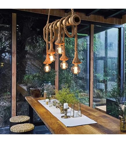 10-Lights Rustic Chandelier Wooden Retro Pendant Light Industrial