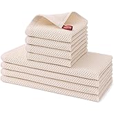 Kitinjoy 100% Cotton Kitchen Towels and Dishcloths Set, 8 Pack-13" x 28" and 12" x 12" Waffle Weave Dish Towels, Ultra Soft Absorbent Quick Drying Dish Rags, Beige