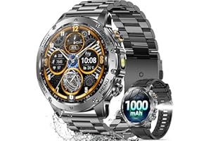 Military Smart Watch (Answer/Make Calls), 1.7″ Smart Watch for Men with 1000 mAh Battery/Led Flashlight/Heart Rate/Sleep Moni