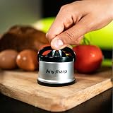 AnySharp Knife Sharpener, Hands-Free Safety, Suction PowerGrip, Silver view 2