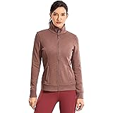 CRZ YOGA Women's Cotton Full Zip Workout Jacket Running Track Jacket - Slim Fit