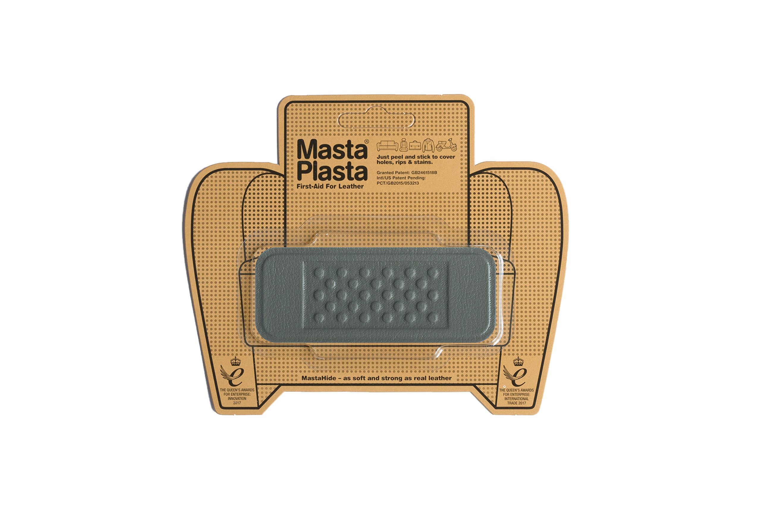 MastaPlasta Self-Adhesive Premium Leather Repair Patch - Grey Bandage 10cm x 4cm (4in x 1.5in). Your Instant Stick-On Repair and Decoration for Sofas, Car Seats, Handbags, Jackets & DIY