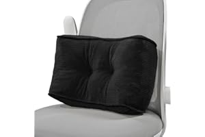 Glyzia Lumbar Support Pillow for Office Chairs, High-Density Foam Back Support Pillow for Lower Back Pain Relief, Soft & Support Corduroy Desk Chair Cushion, M, Black