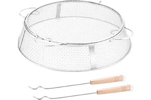 Lynxor Fire Pit Screen Mesh, Stainless Steel Fire Pits Spark Protector for 27" Solo Stove Bonfire Shield, Fire Pit for Backyard & Outdoor Includes Poker, Shield Removal Tools