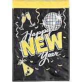 Dicksons Happy New Year Garden Flag, Outdoor Holiday Decoration, Double-Sided Seasonal Yard Banner Standard 13 x 18 Inch Polyester Disco Ball