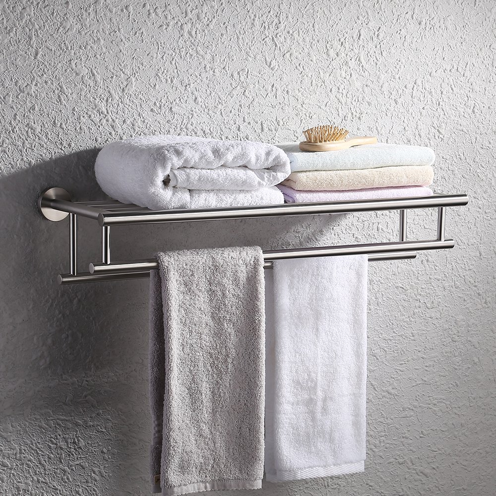 KES Large Towel Rack, Towel Shelf with Two Bar (24 Inch Stainless Steel