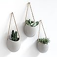 Kazai. Wall Planters -Ellie- | Hanging Ceramic Plant Pots 3 Pieces | Wall Decoration for Indoors, Balcony and Garden | Light Grey (Matte)