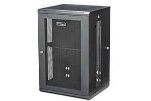 StarTech.com 4-Post 18U Wall Mount Network Cabinet w/ 1U Shelf, 19" Wall-Mounted Server Rack for IT / Data Computer Equipment