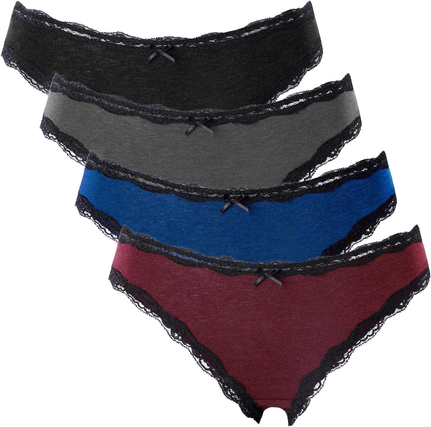 CharmLeaks 4 Pack Women Cotton Bikini Underwear Soft Knicker