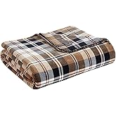 Eddie Bauer - Queen Size Blanket, Ultra-Soft Plush & Reversible Plaid Bedding, Throw Blanket for Couch or Bed (Trailhead Plaid Beige)