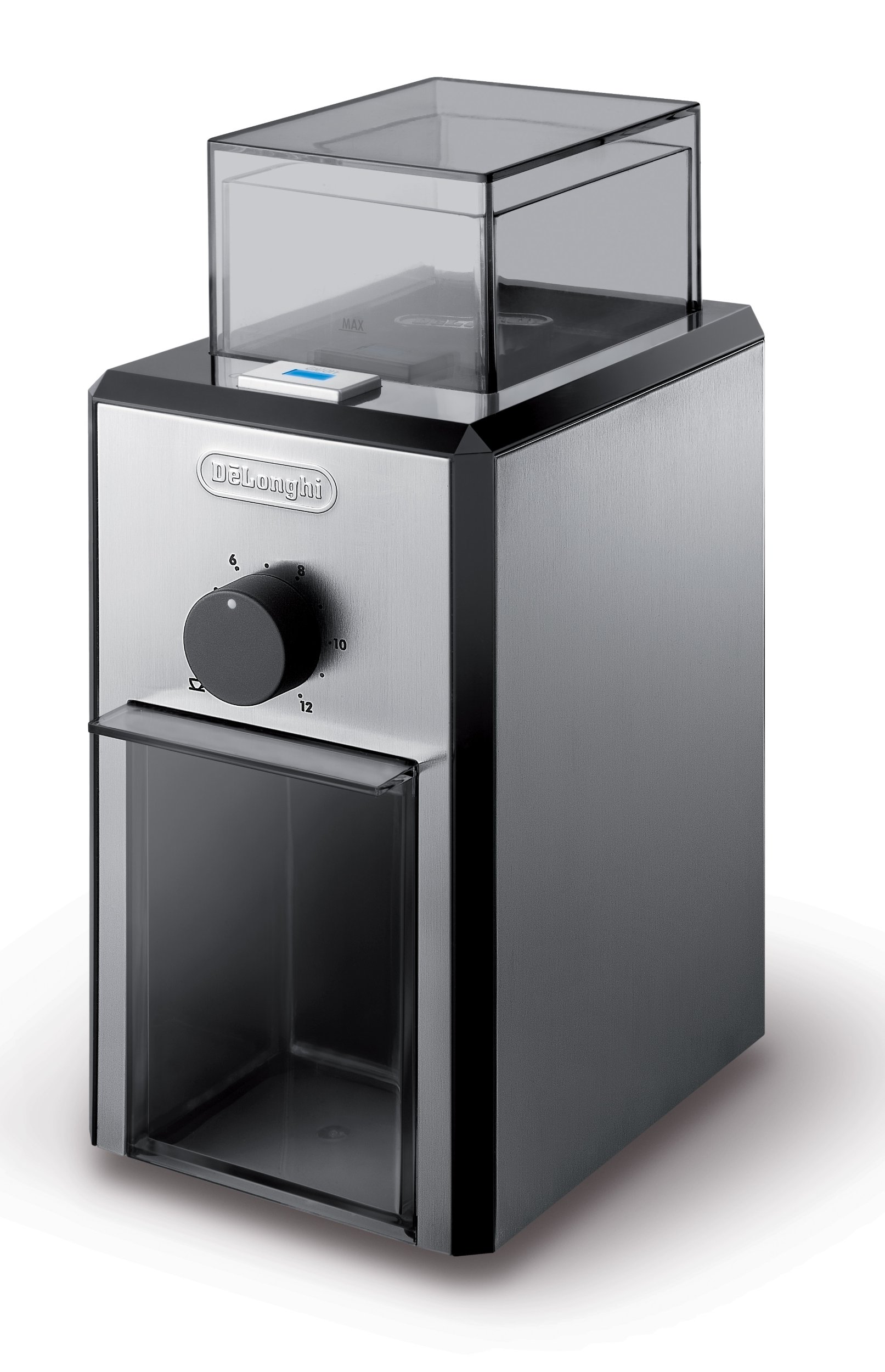 DeLonghi Stainless Steel Burr Coffee Grinder with Grind Selector and Quantity Control