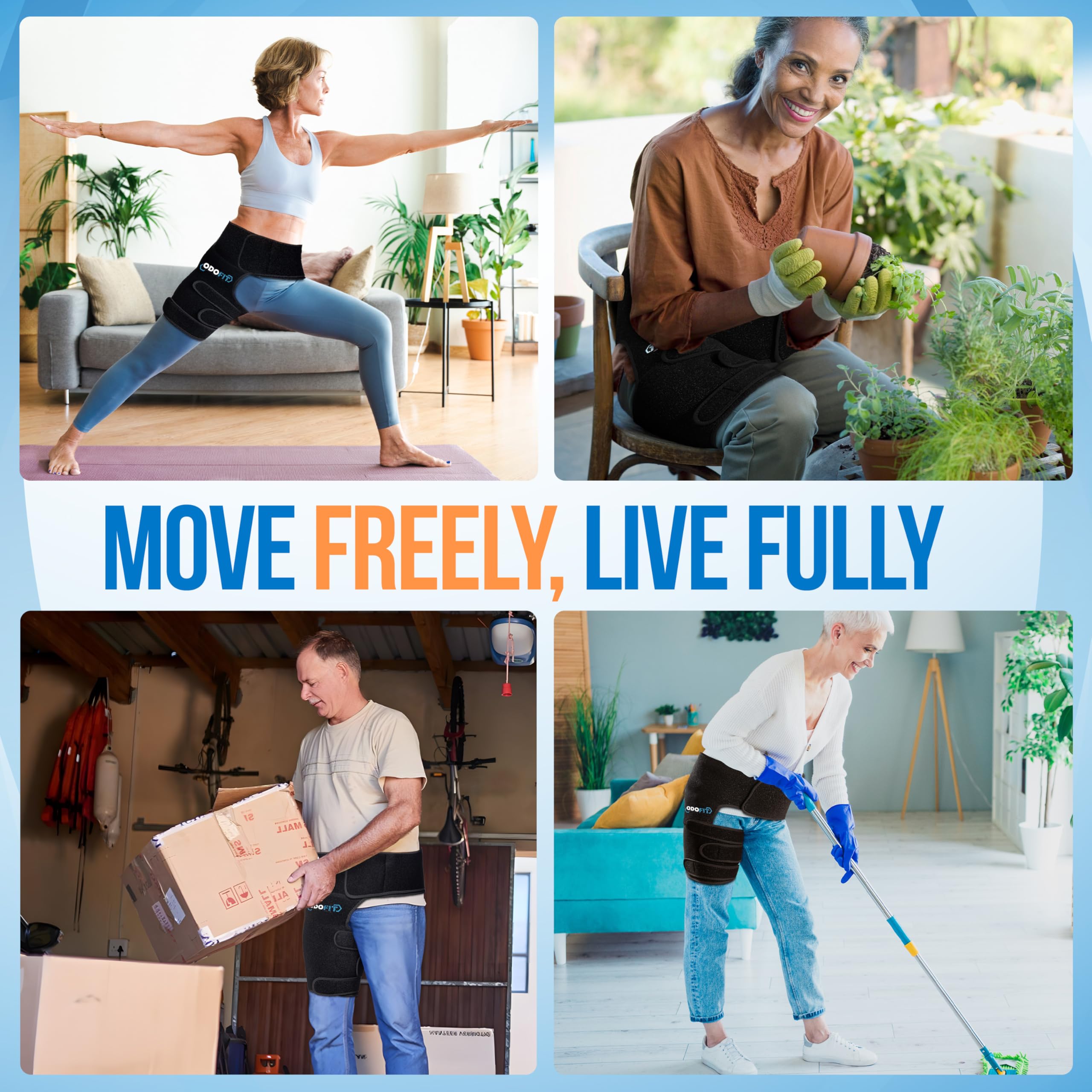 5 in 1 Hip Brace for Women Men Sciatica Pain Relief Devices - Adjustable Groin, Hip Flexor Compression Wrap for Comfortable Thigh, Hamstring & Sciatic Nerve Support, Improved Mobility & Recovery