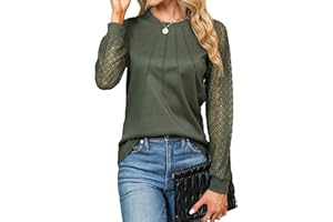 Blooming Jelly Women's Waffle Knit Tops Dressy Business Casual Blouses Lace Long Sleeve Work Shirts Fall Clothes