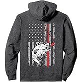 Fishing American Flag Vintage USA Bass Fisherman Pullover Hoodie