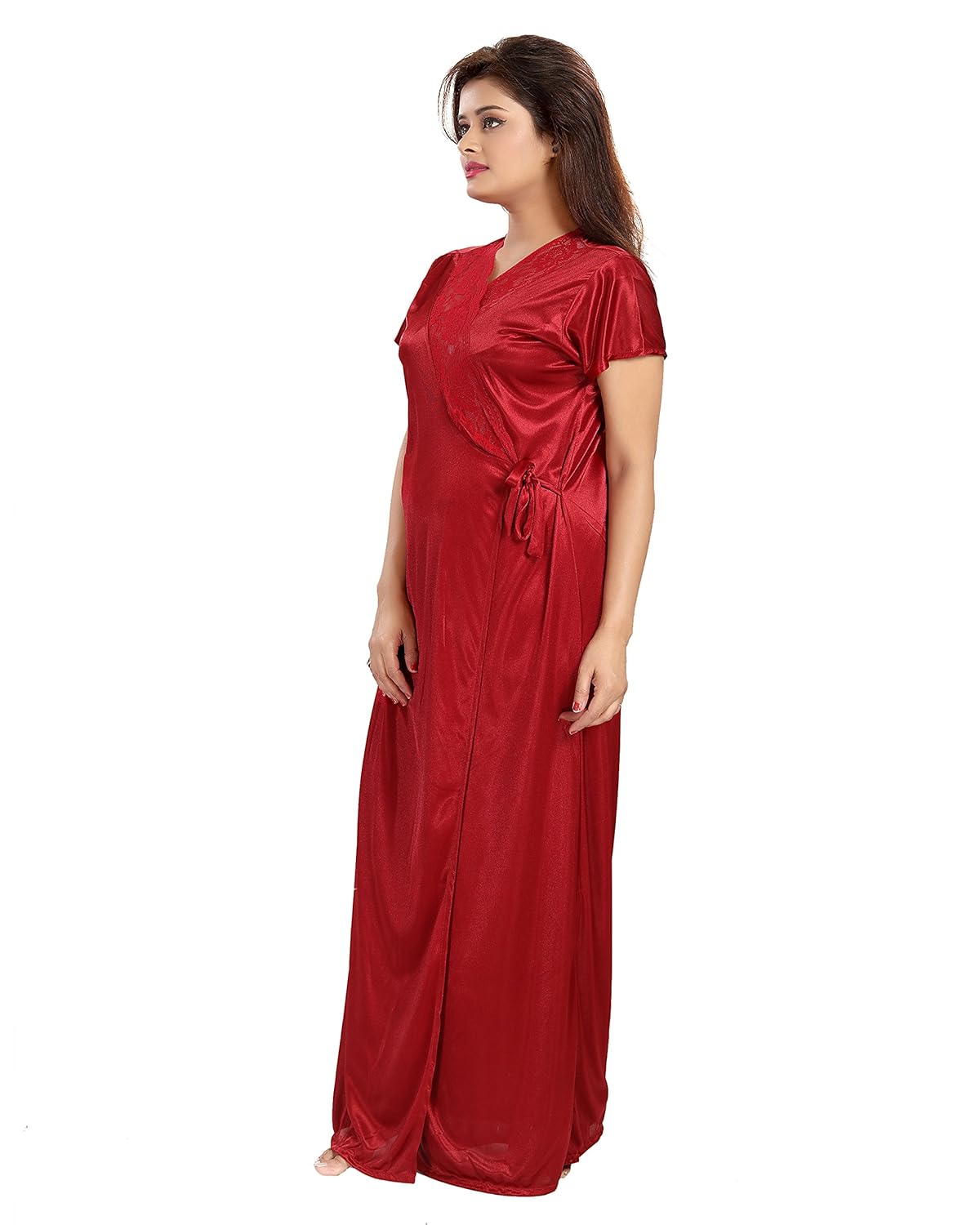 noty women's satin nighty - 4 pc set- nighty/robe/top/capri