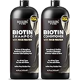 Biotin Shampoo and Conditioner Set with Rice Water & Rice Protein | Sulfate Free Hair Growth & Thickening Set for Thinning Hair for Men & Women 16 floz each - SOULSPA PURE
