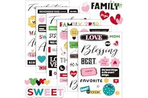 Chinco 30 Sheet Family Friend Theme Scrapbooking Sticker Decals 500 Pieces Waterproof Vinyl Happy Memories Sticker Decor for Album Embellishment Art Project