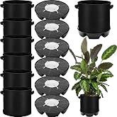 Jingmore 6 Set 3 Gallon Grow Bag Self Watering Fabric Pot Base Automatic Watering System Plant Nonwoven Grow Bag Handle Plant Saucer Elevate Flower Tray for Garden Indoor Outdoor Greenhouse (Black)