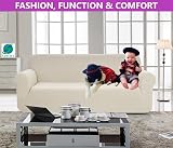 SAMSTEX 3 Seater Cream Stretch Sofa Cover One-Piece 4-Way Knit view 3