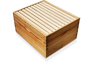 Honey Keeper 100% Beeswax Beehive 10 Frame Kit Super Box and 10 Deep Frames with Foundations for Langstroth Beekeeping