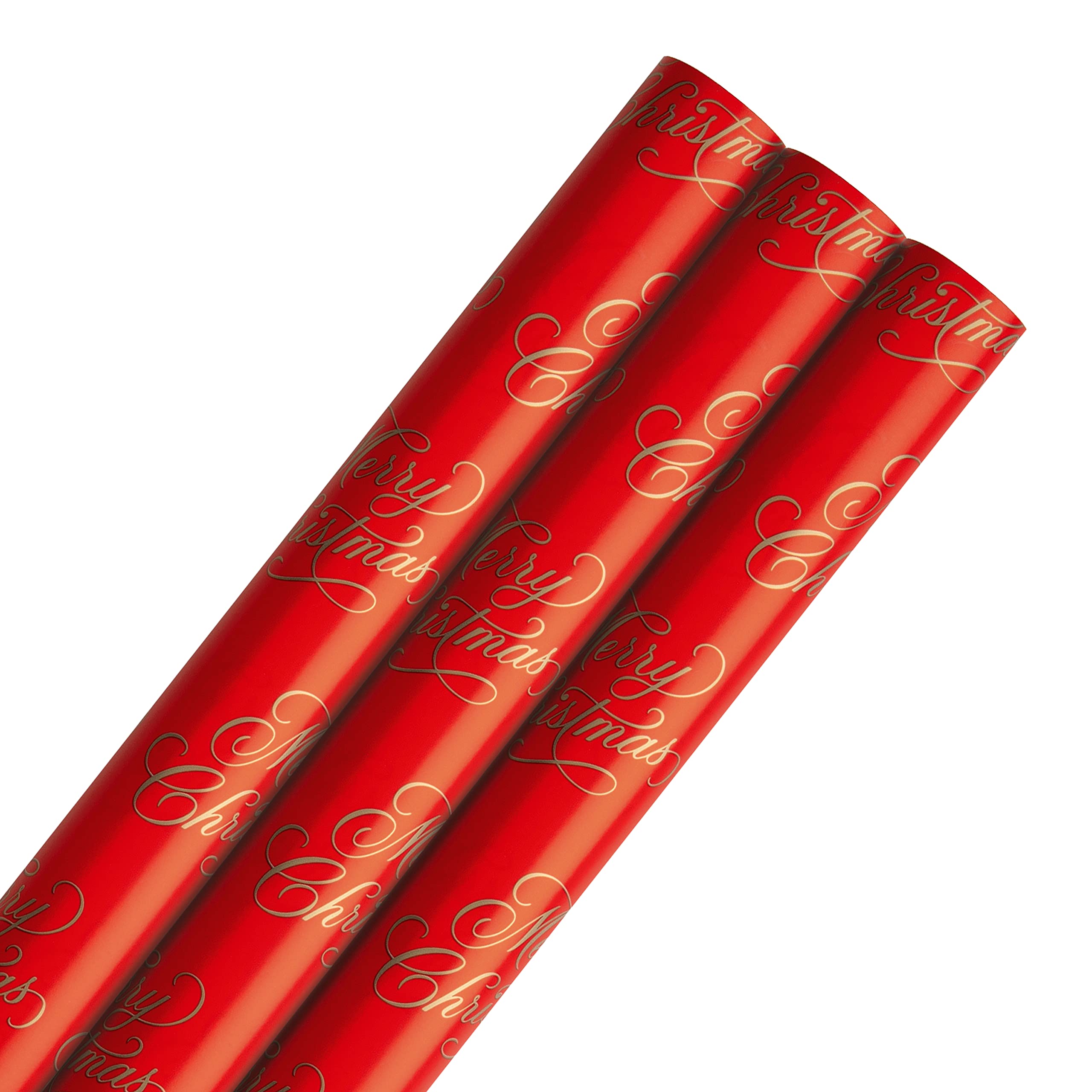 Hallmark Multi-Roll Christmas 9M Wrapping Paper Pack from 3 Rolls in Bright Red