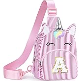 YOOLIFE Birthday Gifts for 2 3 4 5 6 7 8 Year Old Girls, Small Sling Bag Initial Fanny Pack for Girls, Unicorn Crossbody Bag Purse Cute Gifts for Little Girl, Pink (A)