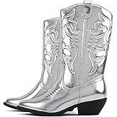 Soda “TELLER” ~ Women's Western Cowboy Boots with Stitched Detailing, Pointed Toe, and Low Block Heel