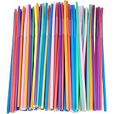100 PCS 0.23 inches in Diameter 13inch Extra Long Straws Flexible Plastic, Colorful Disposable Bendy Party Fancy Straws Party Decorations (100, Multicolor)