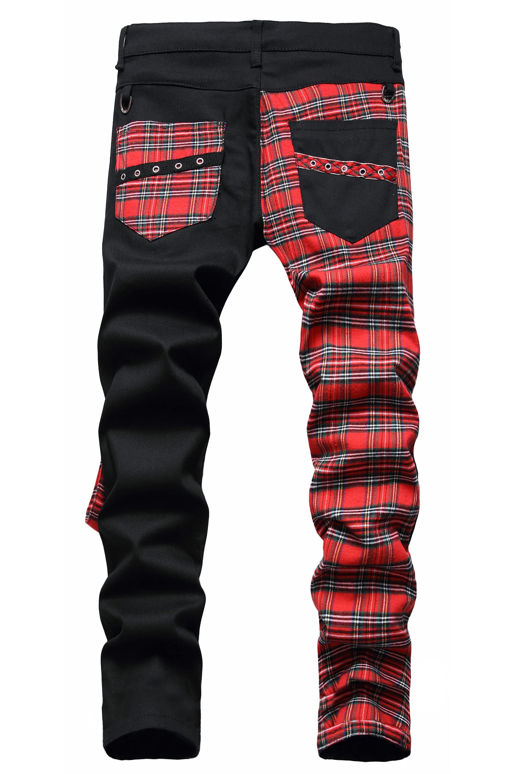 Baylvn Men's Designer Straight Slim Fit Patchwork Jeans Comfort Skinny Biker Denim Pants