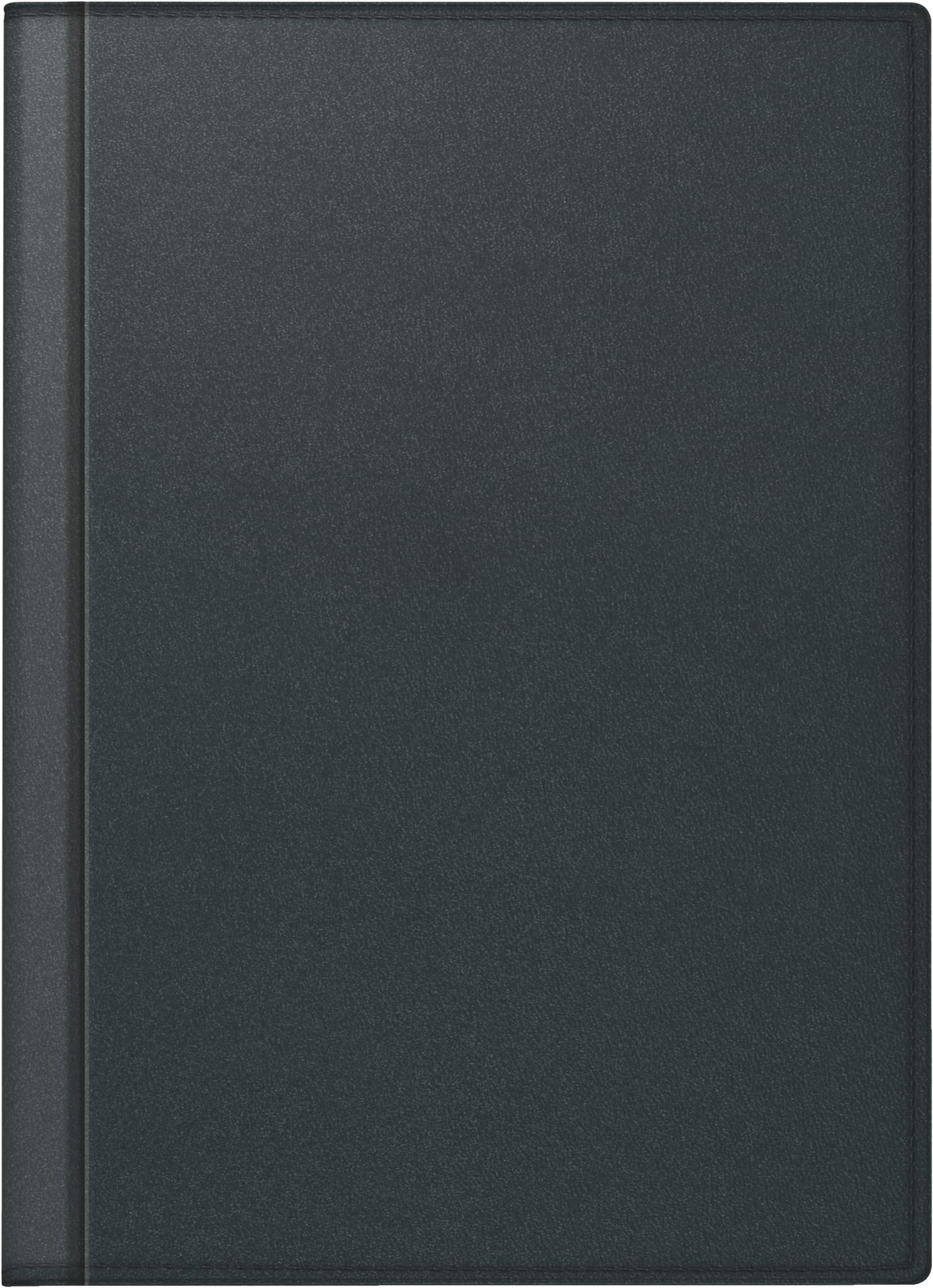 rido/idé Pocket Diary Model Perfect/Technik I (2025), 2 Pages = 1 Week, A6, 208 Pages, Leather Cover Rio, Black