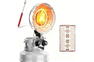 OUSEXI Single Tank Top Propane Radiant Heater,1500BTU Propane Tank Top Shut-off Valve and Tip-over Switch for Outdoor, Garage, Patio，Portable outdoor heater with ODS protect