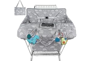 WRUZBXCN Shopping Cart Cover for Baby High Chair Cover Grocery Cart Cover for Baby Girl Boy Toddler Grey Clouds Pattern Portable Shopping Cart Cover with Safety Harness