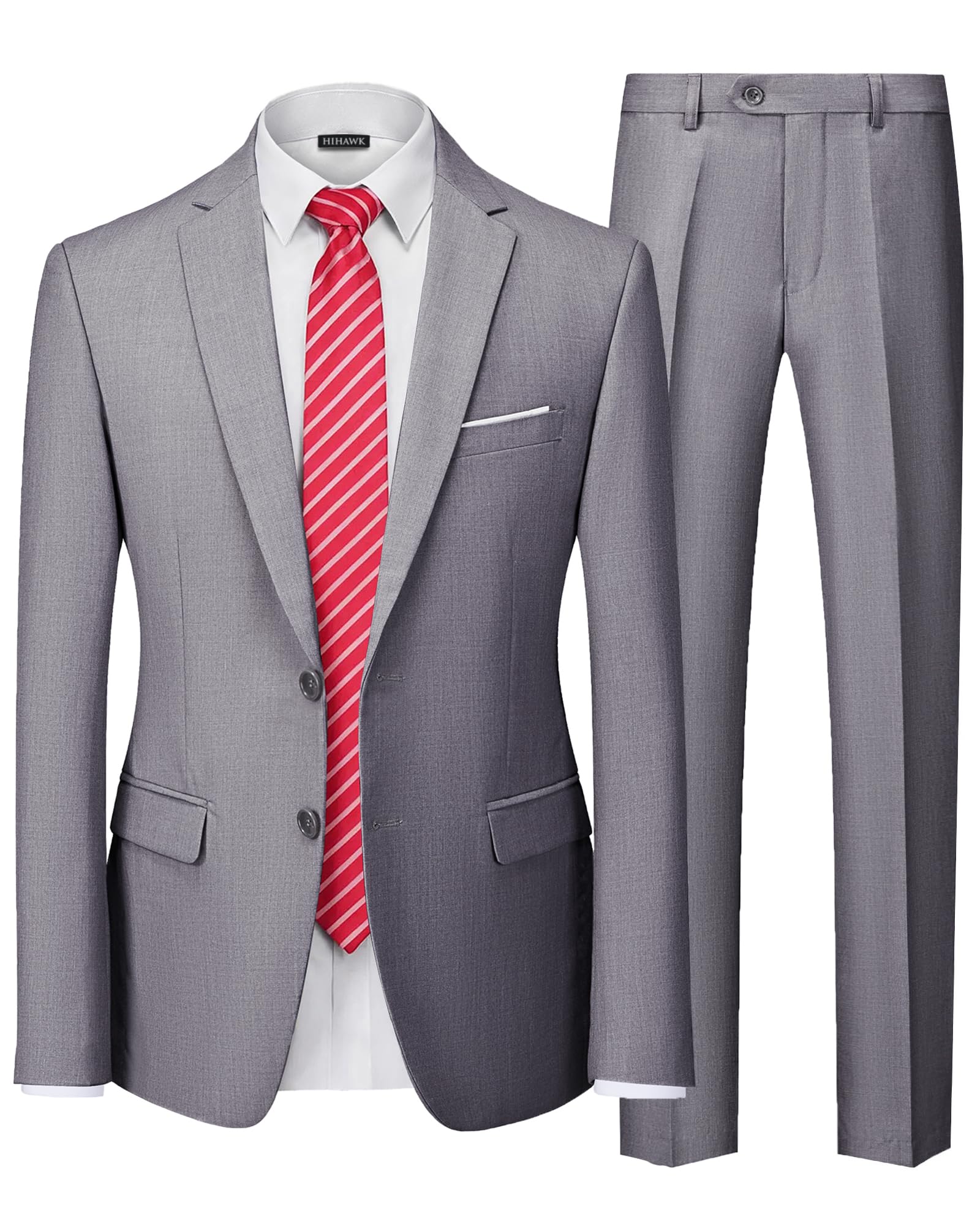 Hihawk Men's 2 Piece Slim Fit Suit with Stretch
