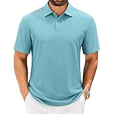 J.VER Mens Polo Shirts Short Sleeve Waffle Knit Textured Shirt Classic Casual Collared Golf Polo Shirt