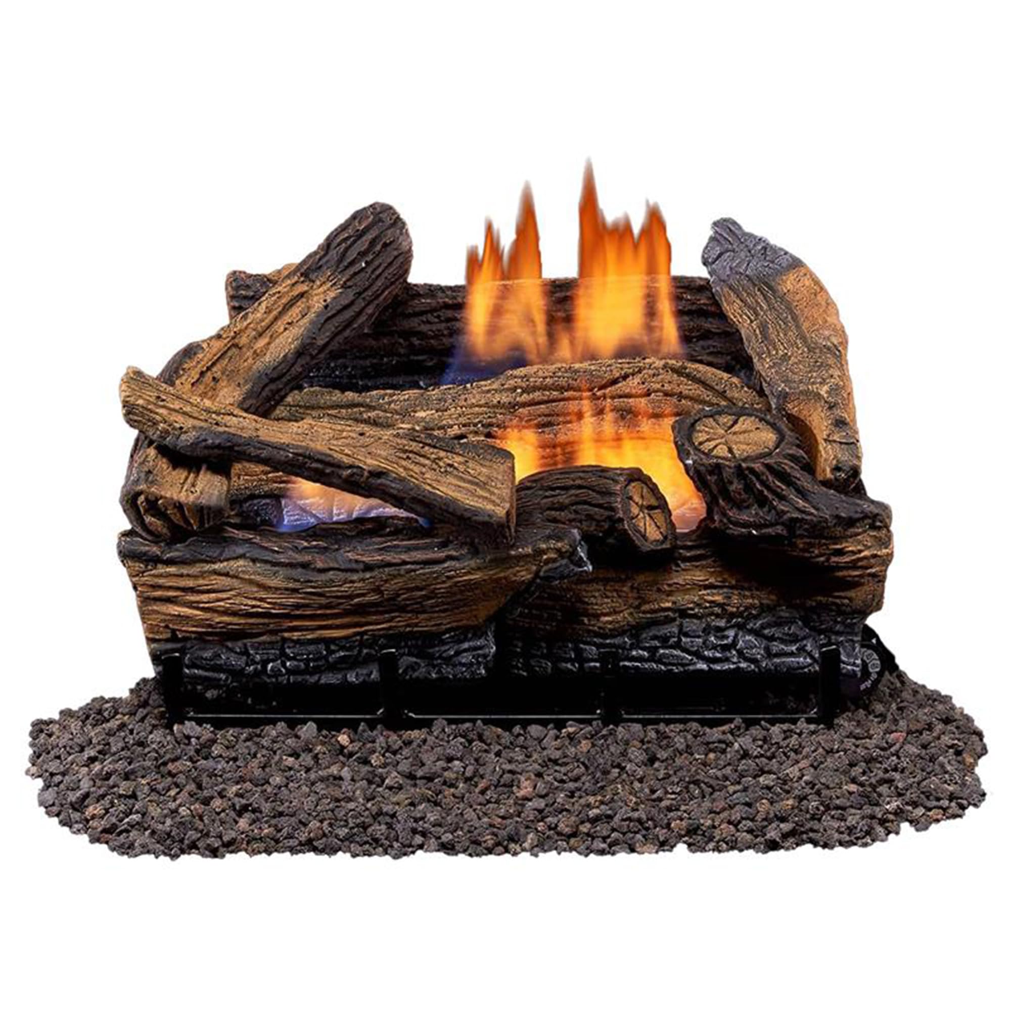Photo 1 of Duluth Forge Split Red Oak Ventless Log Set – 18 Inch, 30,000 BTU, Dual Fuel (Propane/Natural Gas), Remote Control, Realistic Fireplace Insert