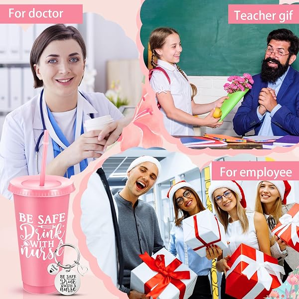 TEENYYOU 90 PCS CNA WEEK GIFTS BULK 2026-24OZ REUSABLE NURSING ASSISTANT APPRECIATION TUMBLERS WITH LIDS & STRAWS, CANVAS MAKEUP BAGS, KEYCHAINS, NURSES GIFTS FOR GRADUATION HOSPITAL STAFF(ELEGANT)