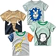 TABNIX Boys' 4-Pack Excavator Short Sleeve Crewneck T-Shirts Top Tee Size 2-7 Years Toddler Boys' Value Pack Cotton T-Shirt