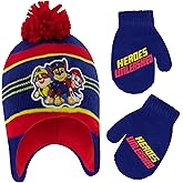 Nickelodeon Boys Winter Hat Set, Paw Patrol's Marshall, Chase and Rubble Toddler Beanie and Mittens for Kids Age 2-4