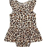 DREAMHALO Baby Girl Bodysuit Soft Romper Ruffle Dress, Newborn Sleeveless Clothes Jumpsuit, Viscose Made from Bamboo