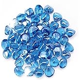 Kleuete 10 Pound 1/2 Inch Fire Glass Diamonds for Natural or Propane Fire Pit Fireplace and Landscaping, 10 Pounds Caribbean Blue